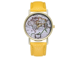 Reloj De Cuarzo De Cuero Pu Zhoulianfa Para Parejas Unisex Patrón Simple (amarillo)