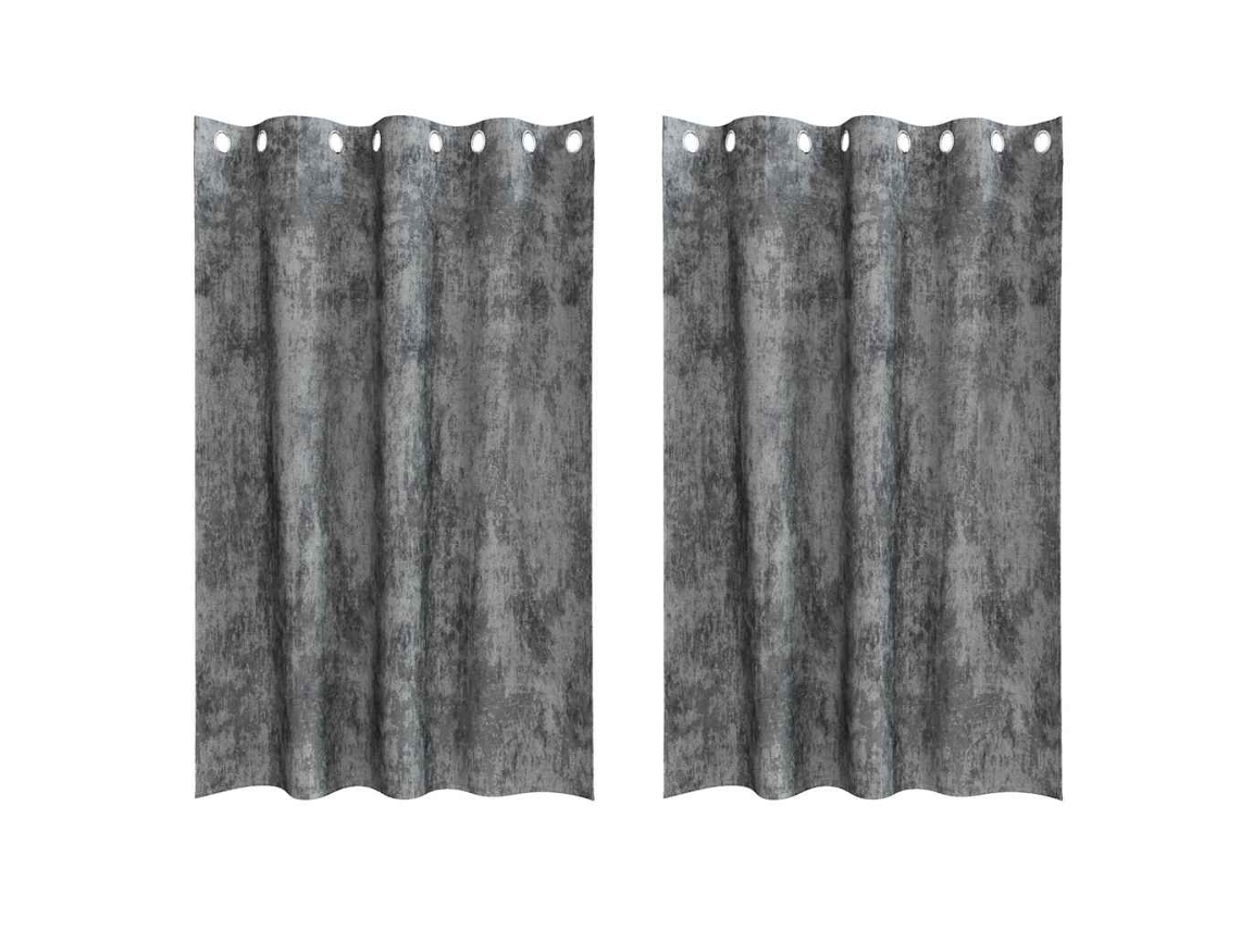 Conjunto 2 Cortinas De Veludo Vidaxl Cinzento Veludo (175 X 140 Cm)