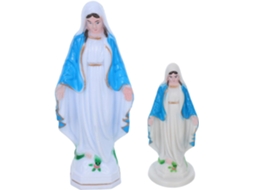 Conjunto 2 Estatuetas Azuis Plástico Virgem Maria Símbolo Religioso Resistente Decoração Elegante Igreja GOKOCO