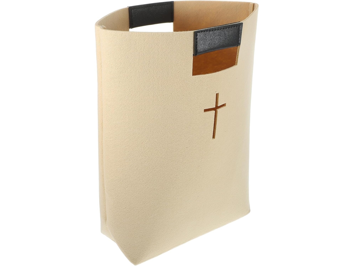 Bolsa organizadora de Bíblia Healvian Feltro de grande capacidade, bolsa multifuncional, bege claro, reutilizável para