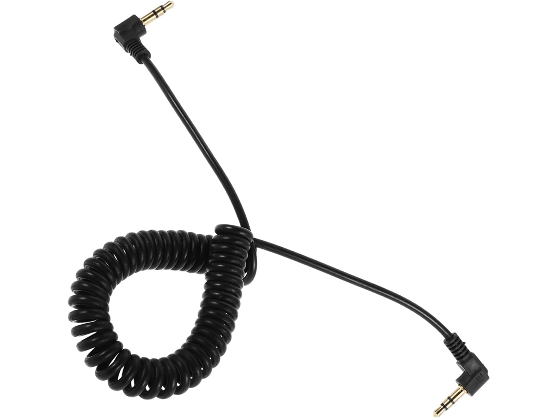 Cabo De Áudio Estéreo De 3,5 Mm Macho Para Macho Preto Com Conector Duplo Em Ângulo Reto