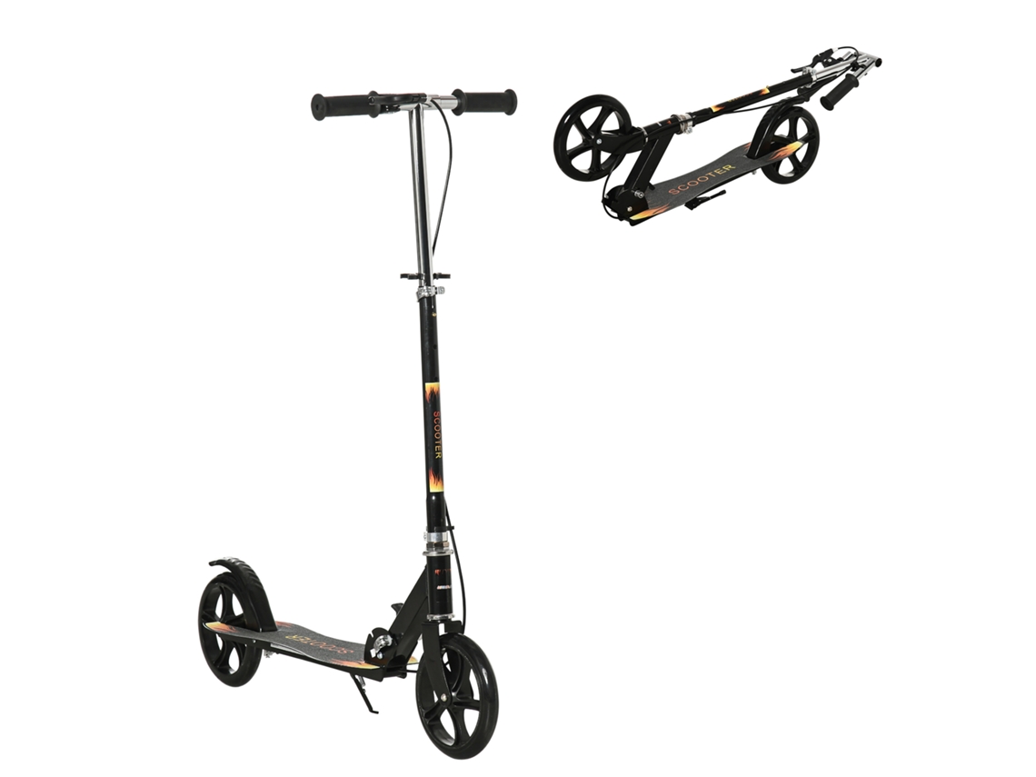 Scooter Infantil Dobrável, Guidão Alt. Ajust., Freios Duplos, 86x35x93-103cm, Preto