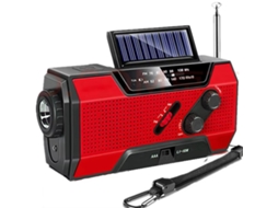 Rádio Portátil Multifunções para Emergências com Solar e Manivela, Vermelho ZYBLSSBB