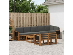 Vidaxl Conjunto De Sofás Para Exterior 9 Unid. Natural E Antracite