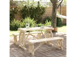 Vidaxl 3 Pcs Conjunto De Jantar P/ Jardim Madeira De Abeto Maciça