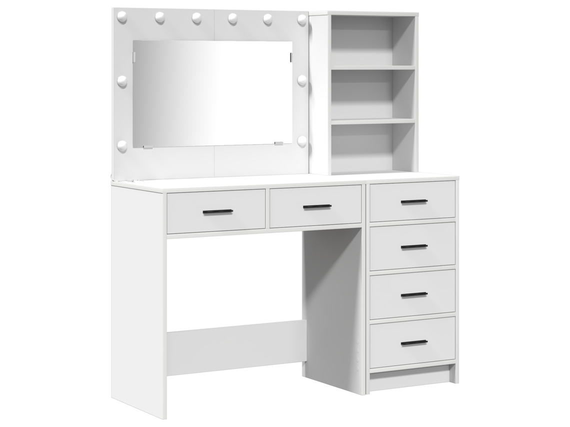 Conjunto 2 De Mesa De Maquiagem  Com Led Vidaxl Madeira Branca