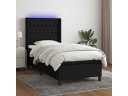 Vidaxl Cama Box Spring C/ Colchão E Led 80x200 Cm Tecido Preto