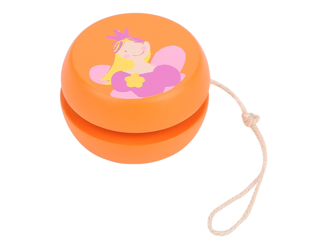 Mali brinquedo Yo yo de Madeira com Padrão de Desenho Animado para Educação Infantil (princesa Laranja)