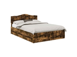 Estrutura de Cama com Gaveta Carvalho Defumado 140x200cm MAISON EXCLUSIVE