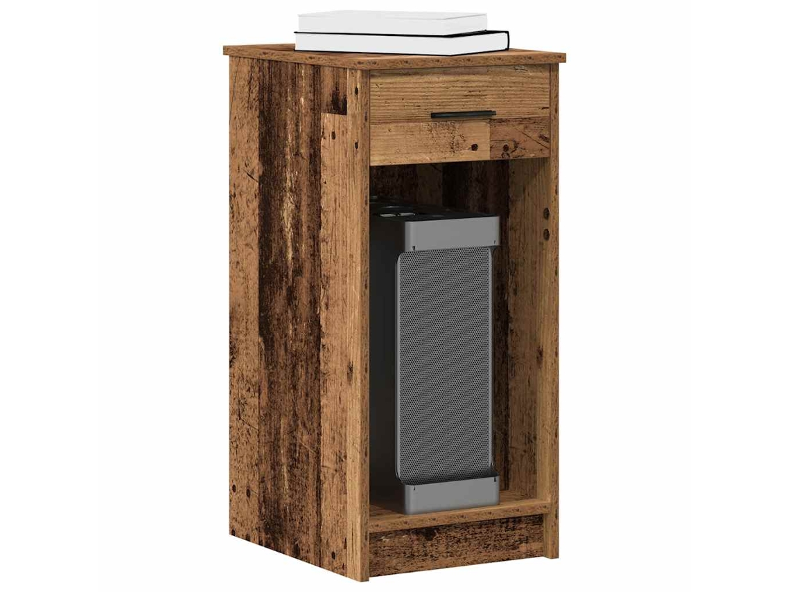 Vidaxl Suporte Torre De Computador Com Gaveta 35x45x77cm Madeira Velha