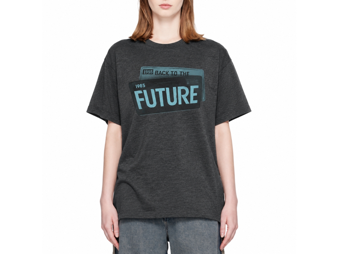 Rockinstone Back To The Future Movie License Heather Black Adult T-shirt Size:xxxl
