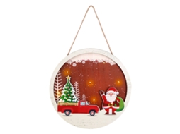 Placa de Madeira de Natal com Luzes Led Enfeites para Porta e Janela NEVEANCE