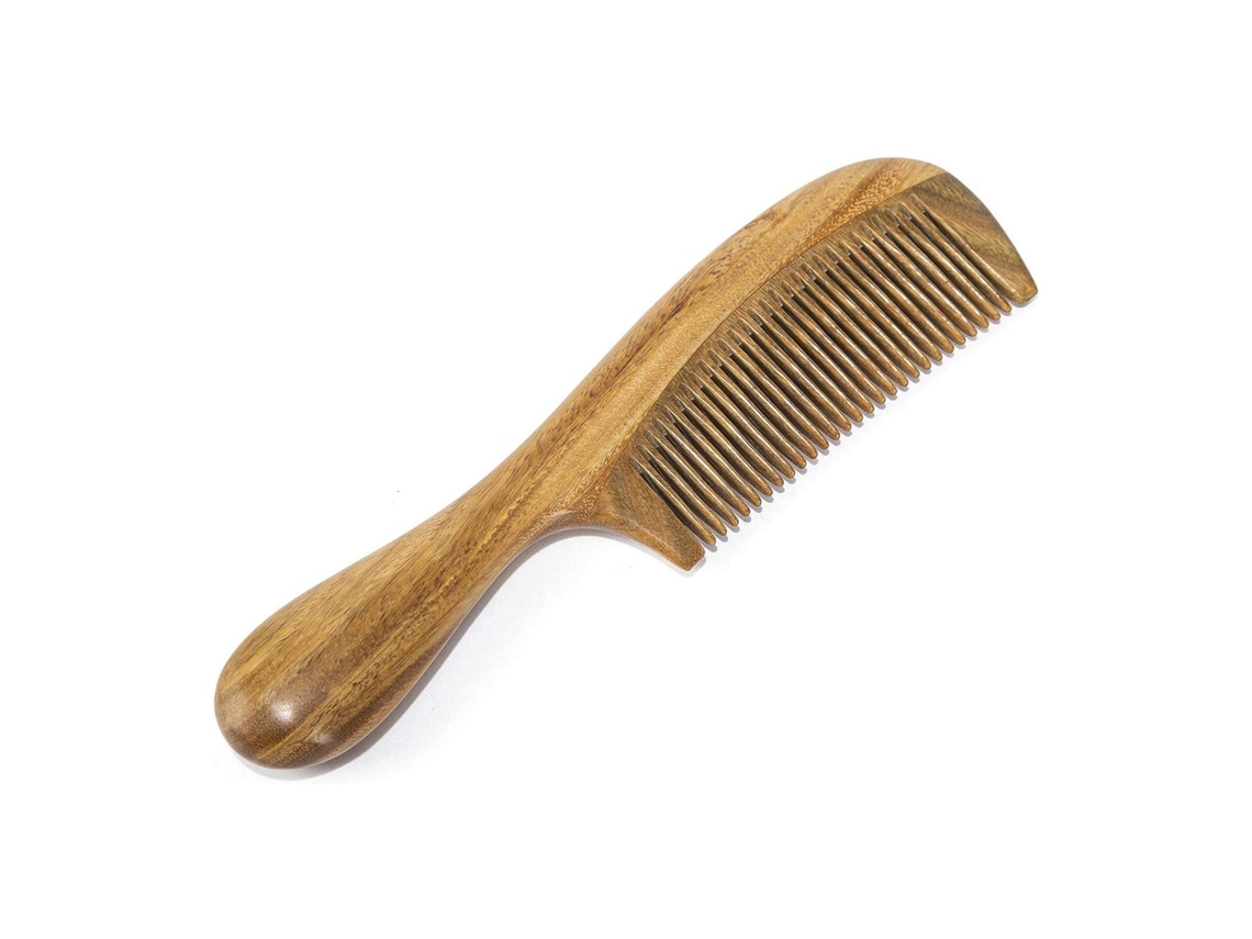 Pente De Sândalo Verde Natural Pente De Cabelo De Madeira Antiestático Brilvibera