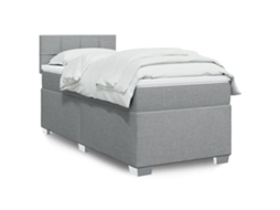 Vidaxl Cama Com Molas/colchão 80x200 Cm Tecido Cinza-claro
