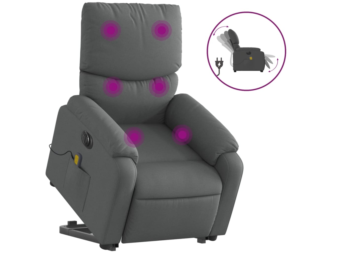 Electric Stand Up Massage Recliner Chair, Electric Stand Up Massage Recliner Chairs Vidaxl Cinzeto Tecido