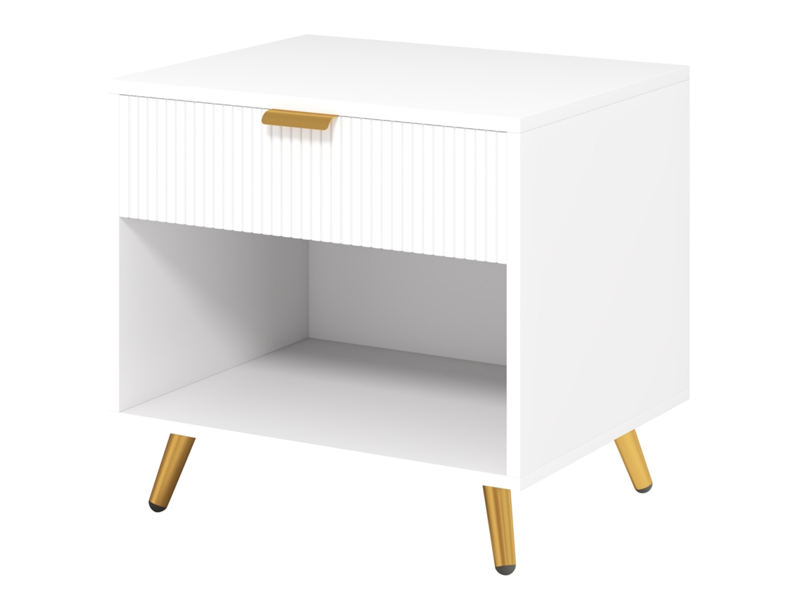 Mesa De Cabeceira Moderna Com Gaveta Dourada E Compartimento Aberto 50x40x47 Cm