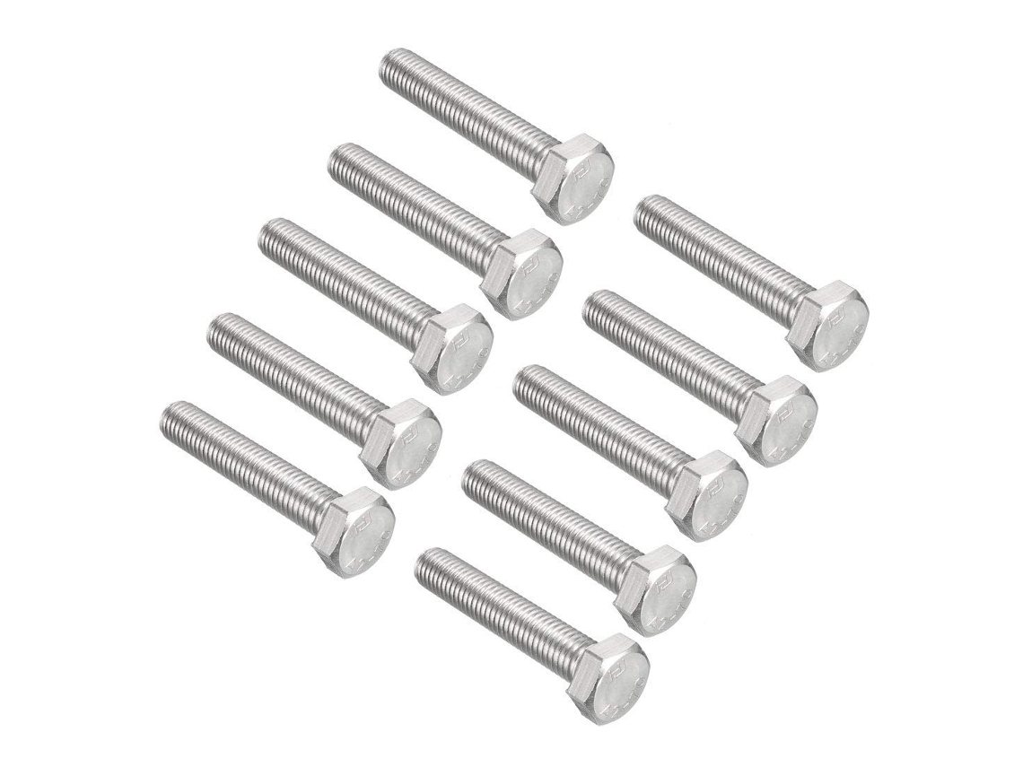 Parafusos Sextavados De Aço Inoxidável 304 Com Rosca M10, 55 Mm,