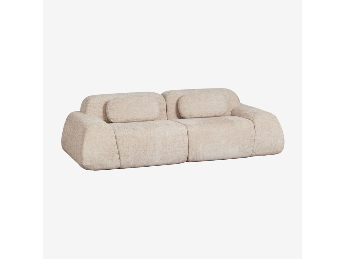 Sklum Sofá Modular De 2 Peças Em Chenille Embalado A Vácuo Merida Poliéster Chenille Grossa Bege Tapioca