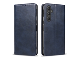 Capa De Couro Com Padrão De Bezerro, Ideal Para Samsung.azul-a20e