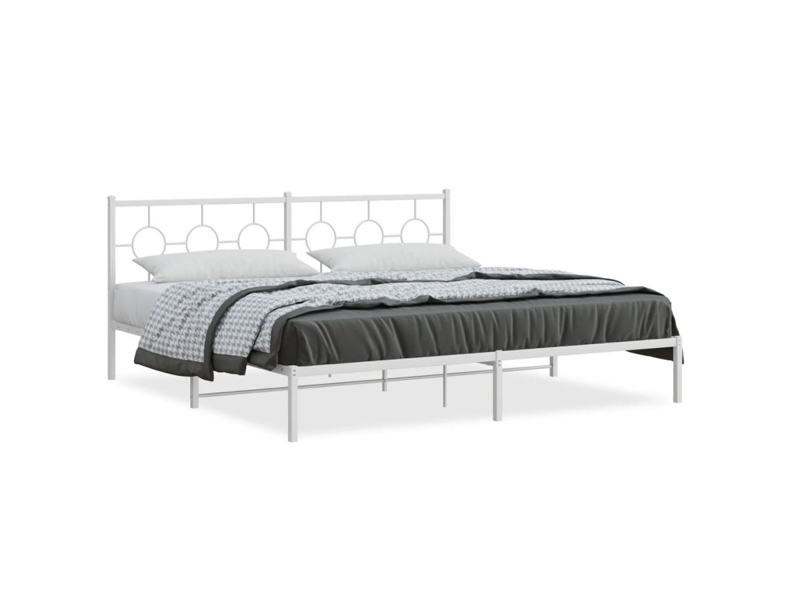 Bed Frame, Bed Frames Vidaxl Branco Aço (200 X 200 Cm)