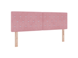 Cabeceira Led  Com Botão De Cristal, Estofada Em Rosa, Vidaxl, Veludo.