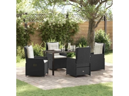 Vidaxl Conjunto De Jantar Para Jardim 5 Unid. Preto Vime Pe