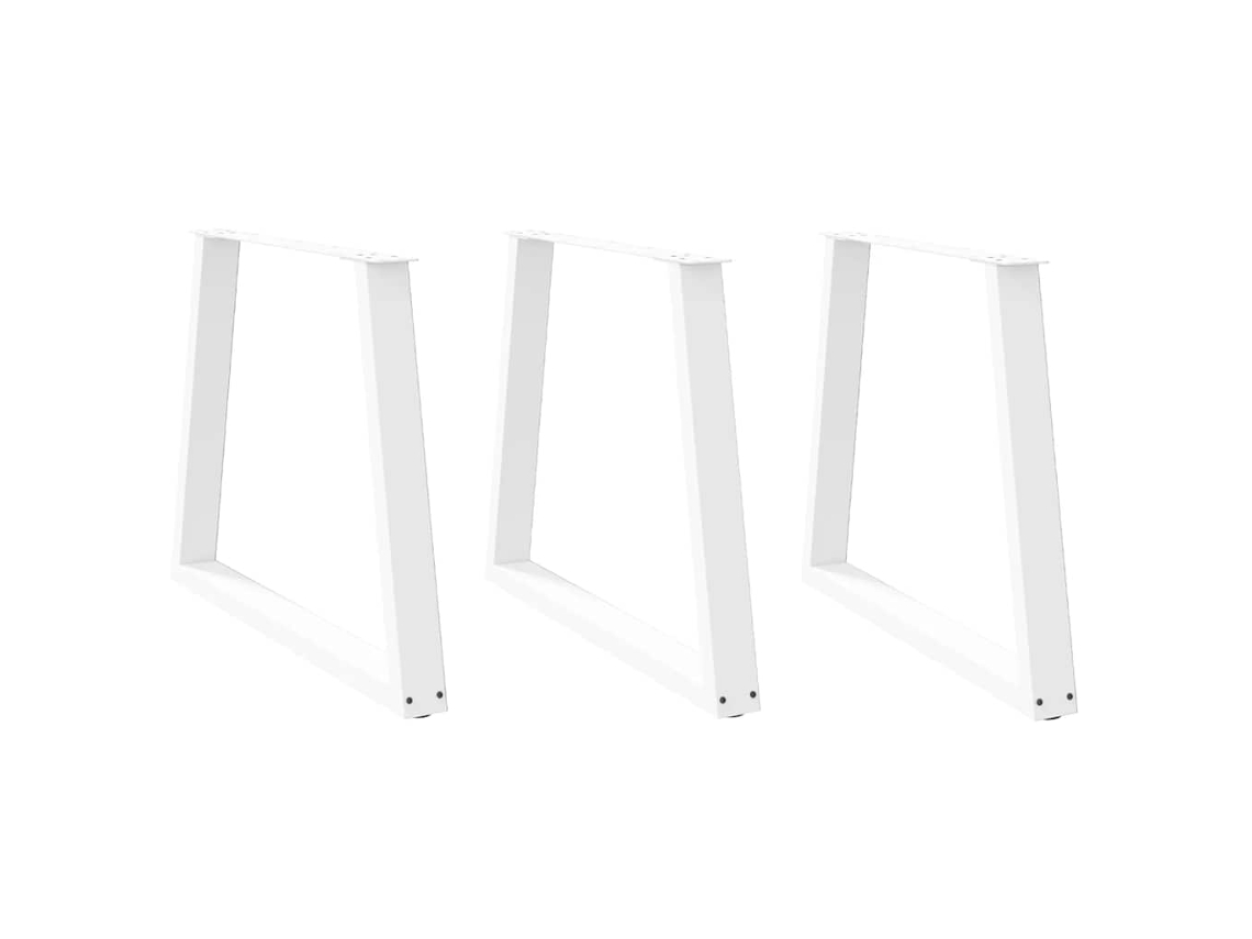 Vidaxl Pernas Para Mesa De Jantar Em V 3 Peças, Branco, 80x(72-73,3) Cm, Aço