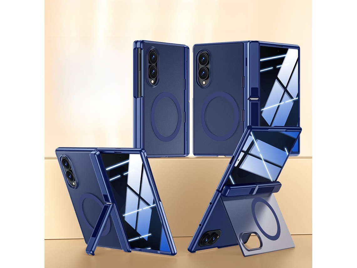 Capa Para Samsung Galaxy Z Fold 8 Mag Safe Case Com Protetor De Ecrã De Privacidade, Proteção De Dobradiça , Translúcida Azul Hexinyigjly