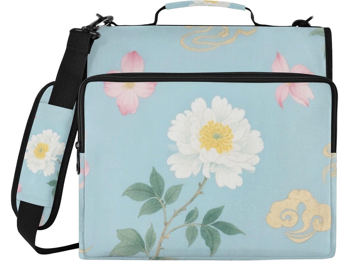 Pasta Japonesa De 3 Argolas, 3, 8cm 1, 5 Polegadas, Com Alça De Ombro E Mão, Vários Bolsos, Pasta Portátil