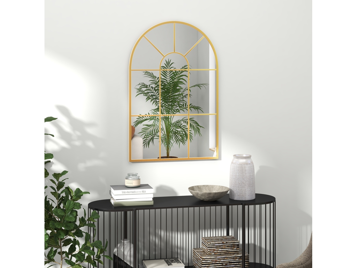 Espelho Janela 91x60cm Moldura Ouro Decorativa