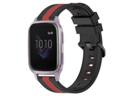 Lurelia Pulseira Vertical Garmin Venu Sq 20 Mm, Silicone Bicolor, Preta E Vermelha