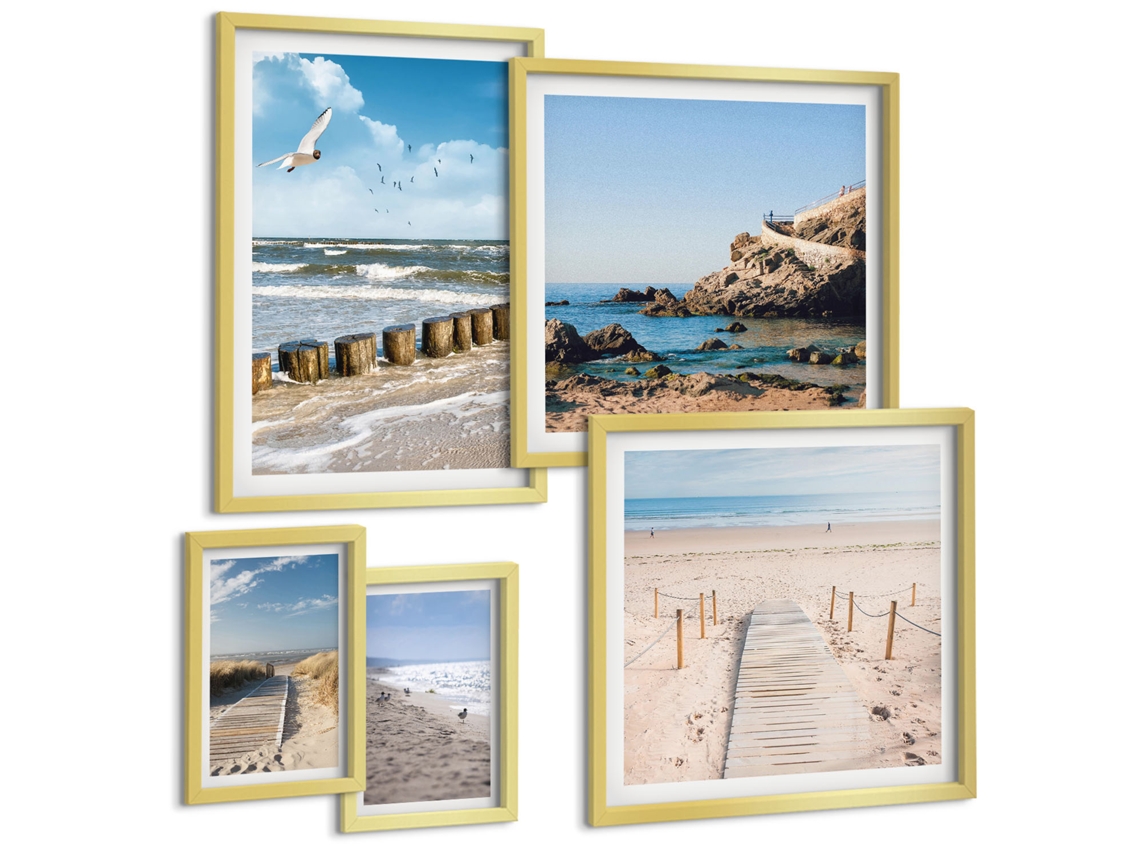 Conjunto De Pinturas Paisagens Litorâneas Praianas Espelharte (5 Peças)