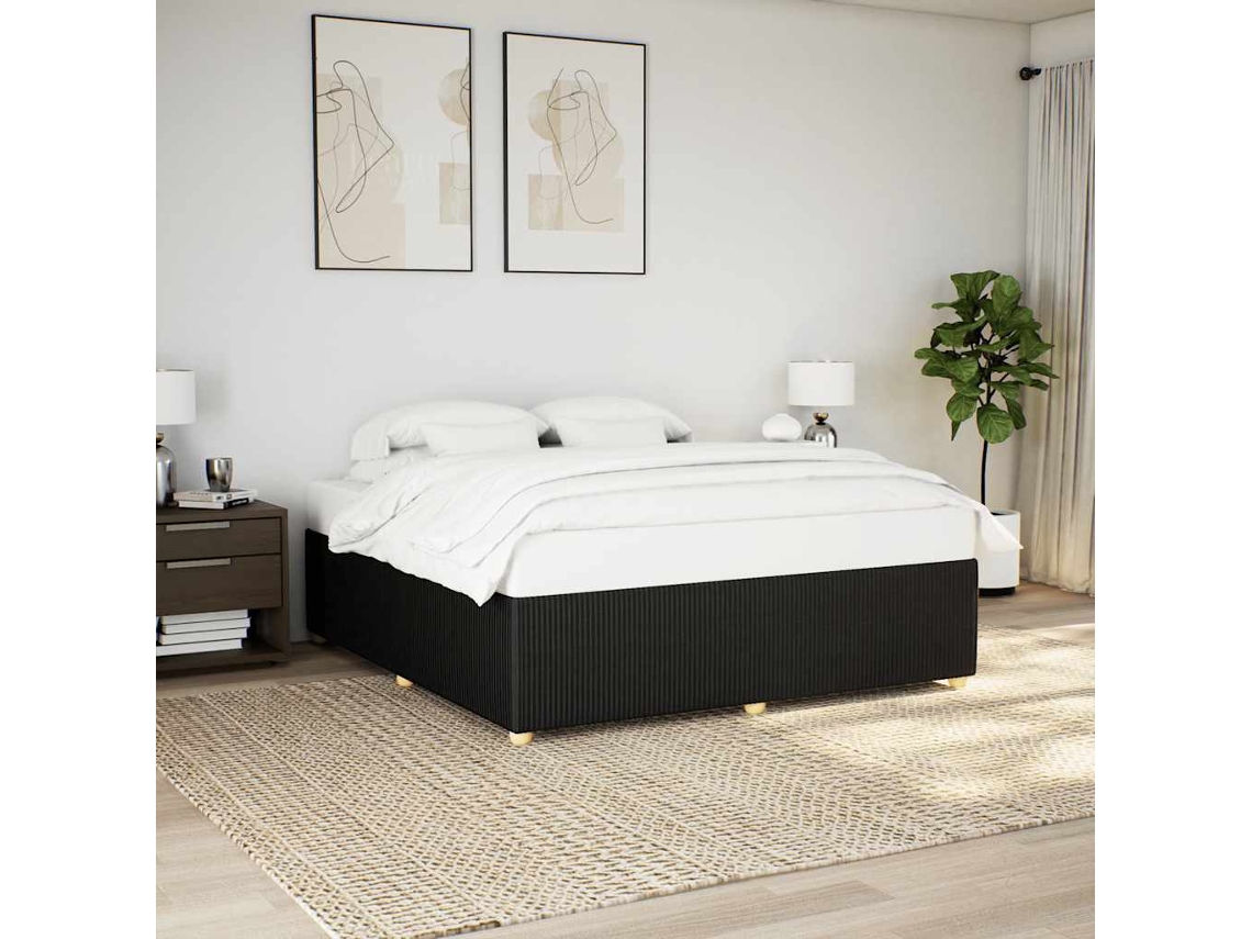Vidaxl Estrutura de Cama Sem Colchão 200x200 Cm Tecido Preto