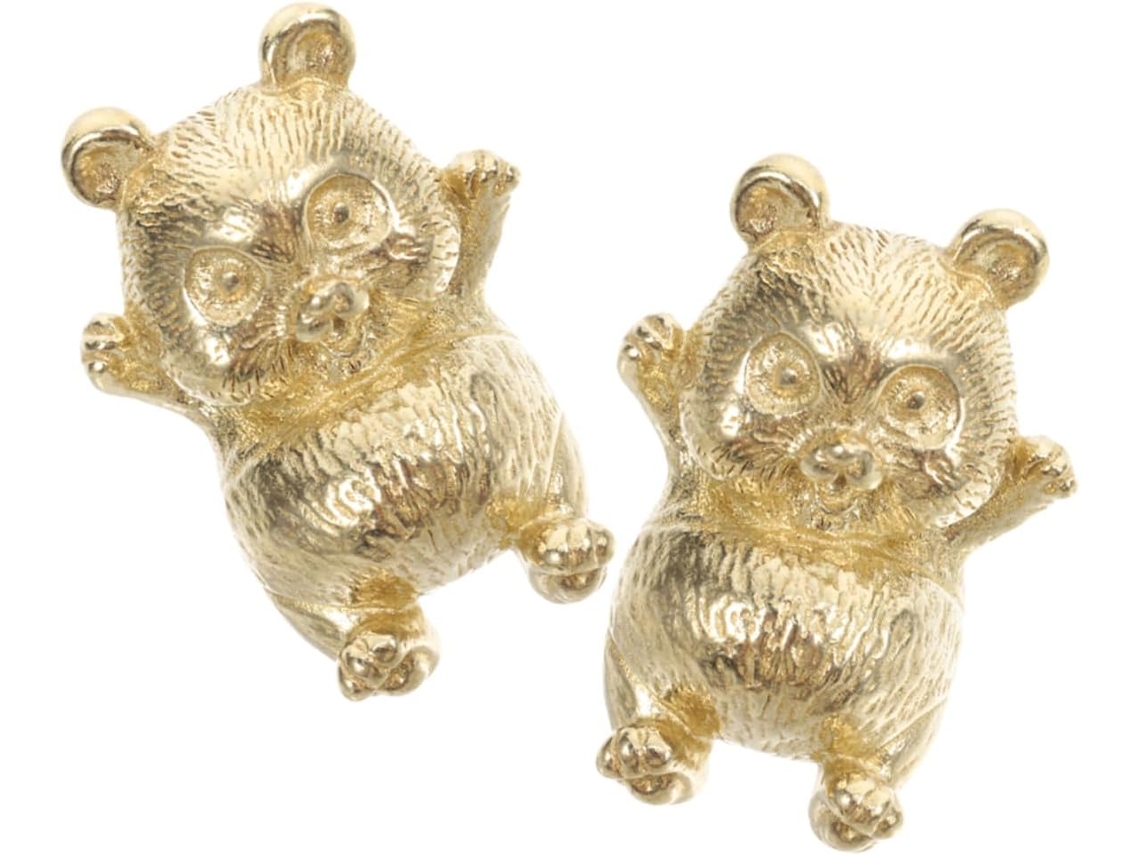 Conjunto De 2 Puxadores Decorativos Em Latão Com Formato Panda Para Armários