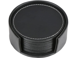 Posavasos De Cuero Para Vasos, Color Negro – 4 Pulgadas – 6 Uds.
