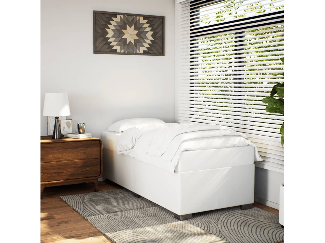 Estrutura De Cama 100x200 Cm Couro Artificial Branco