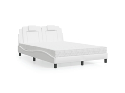 Cama Com Colchão 120x200 Cm Couro Artificial Branco
