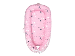 Berço portátil para bebê em algodão respirável com capa removível, 90x50cm DIGITALLAB (Estrela Rosa)