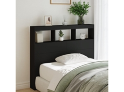 Vidaxl Armário De Cabeceira Com Luzes Led 120x17x102 Cm Preto