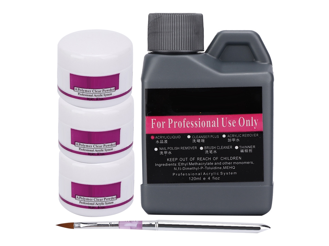 Kit De Manicure Com Pó Polimérico, Líquido Acrílico, Pincel E Pó Glitter Para Design E Extensão De Unhas