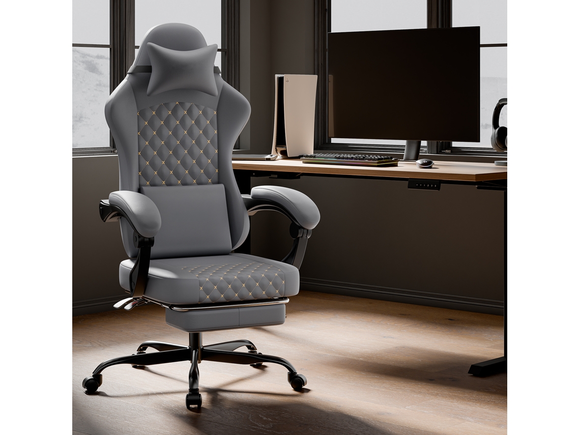 Cadeira Gaming Ergonómica em Pele PVC com Massagem e Apoio para Pés, ZIWEI STORE