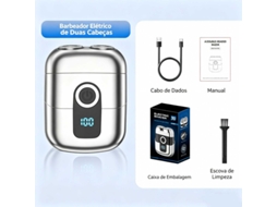 Compatível Barbeador Elétrico Portátil de Dupla Cabeça Magnética, Ecrã Digital, Recarregável Usb, Ideal para Viagens e Uso Diário STELASPLEN