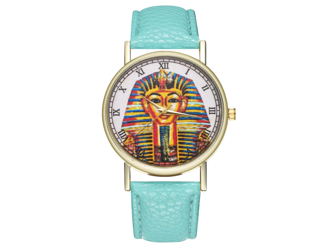 Relógio de Pulso Unissex de Quartzo com Pulseira Pu Escale Romano Dial Redondo (verde Menta)