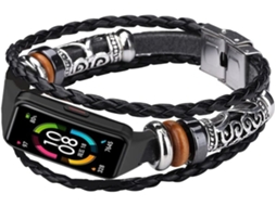 Lurelia Pulseira De Pu Estilo Étnico Retrô, Compatível Com Huawei Band 6/ Honor Preta