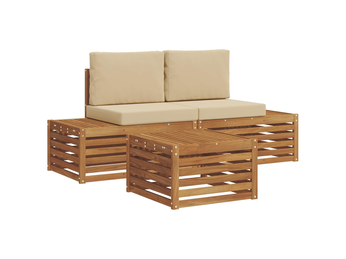 Maison Exclusive - Conjunto De Sofás Para Exterior Natural E Bege 59 X 59 X 37 Cm