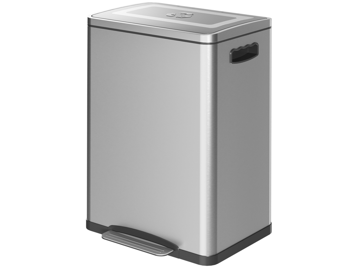 Lixeira com Pedal e Tampa Aço Inox 2x20l (dois Compartimentos, Prata)