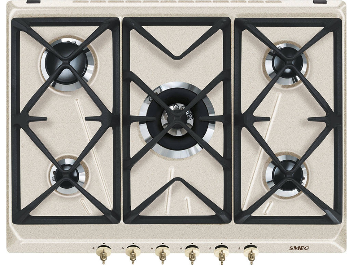 Placa de Gás SMEG SRV876AVOGH2 (Gás Butano-Propano - 68.5 cm - Creme)