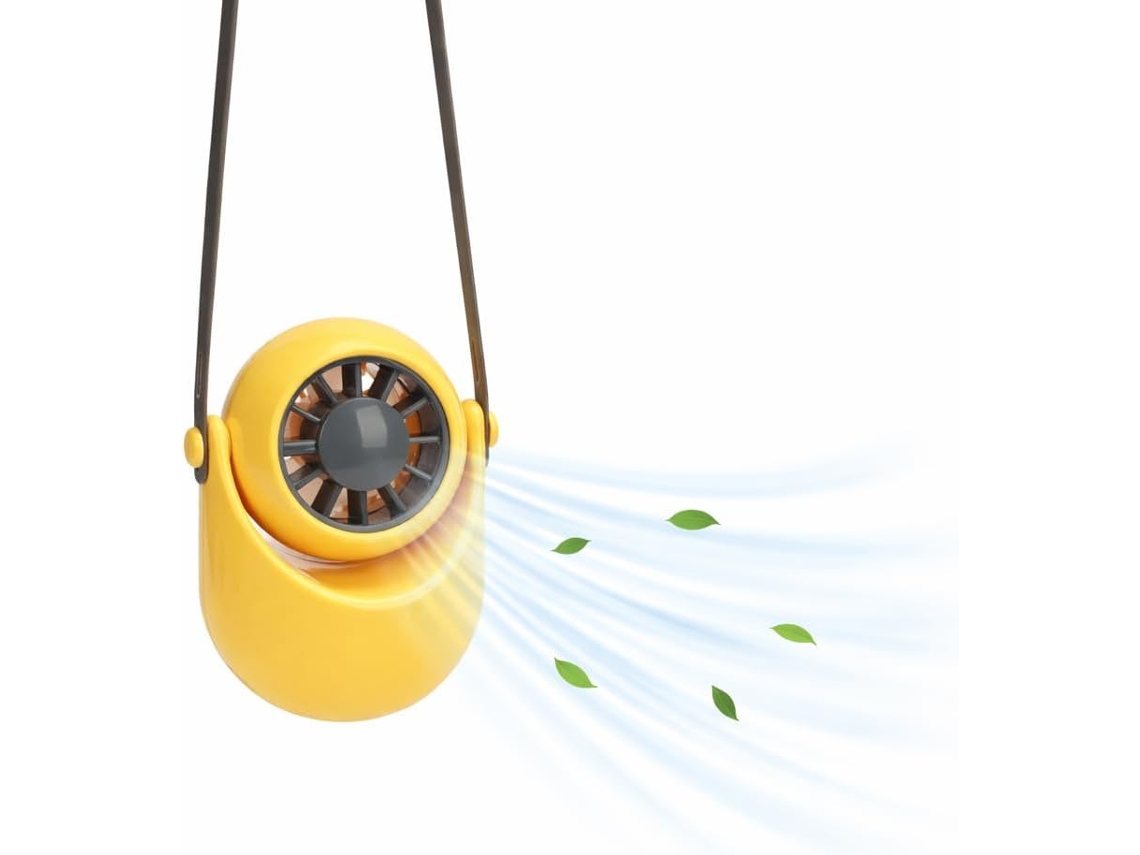 Ventilador Usb de Pescoço Mini Ventilador de Mesa Mini Ventilador Oscilante Amarelo MISSCA