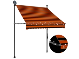 Vidaxl Toldo Retrátil Manual Com Led 150 Cm Laranja E Castanho