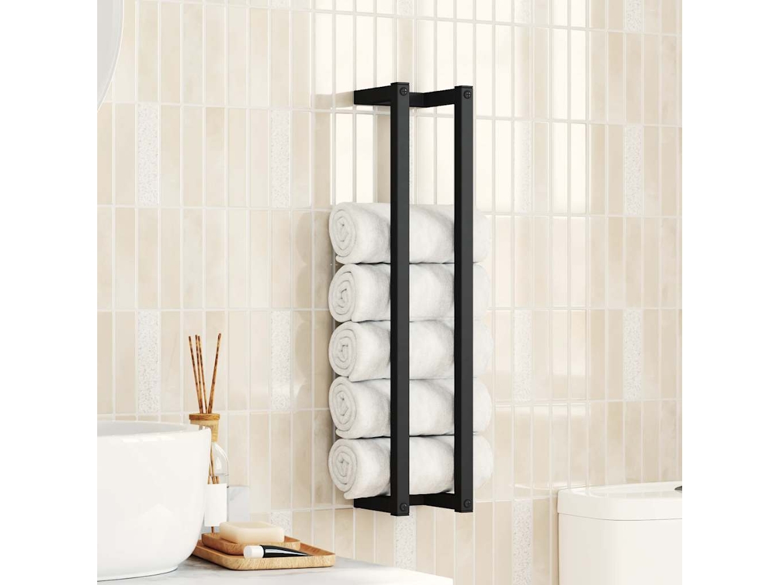 Vidaxl Toalheiro 12,5x12,5x60 Cm Ferro Preto